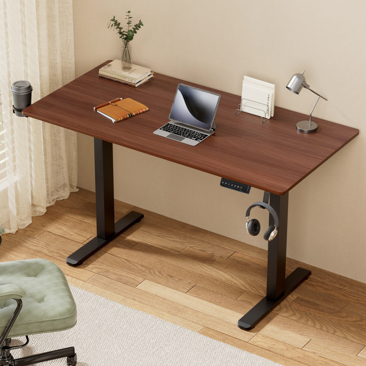 Artiss Standing Desk Motorised Dual Motor Electric Walnut 140CM