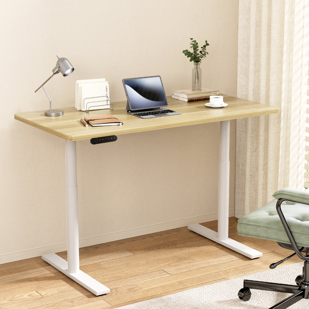 Artiss Standing Desk Motorised Electric Dual Motor 140CM White Oak