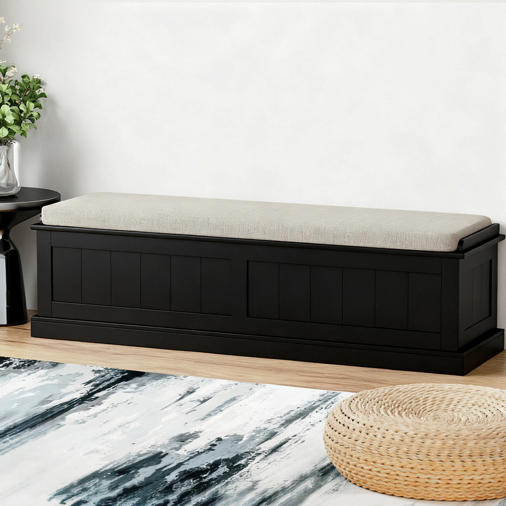 Artiss Storage Ottoman Blanket Box 140cm Fluted Black
