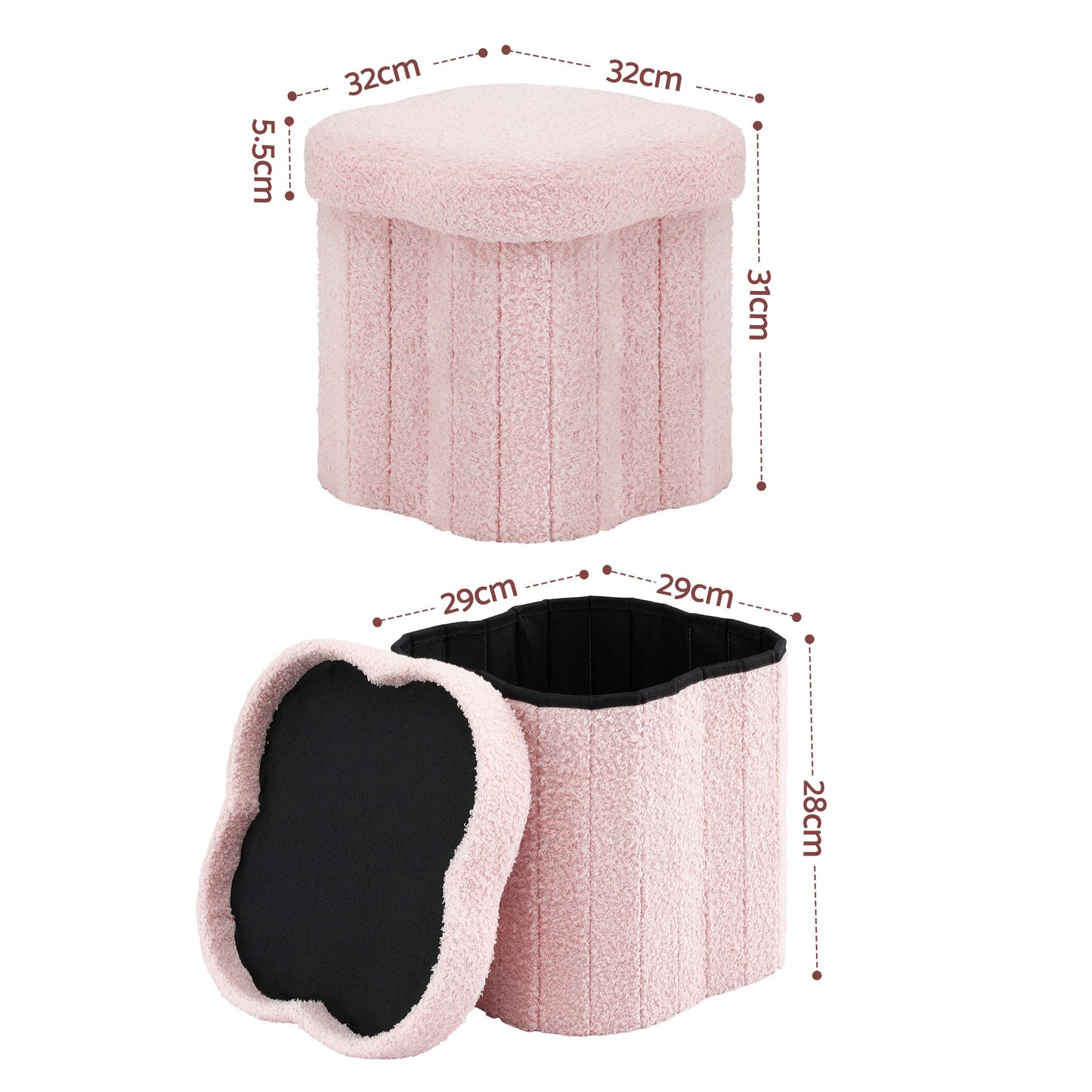 Artiss Storage Ottoman Foot Stool Foldable Pink