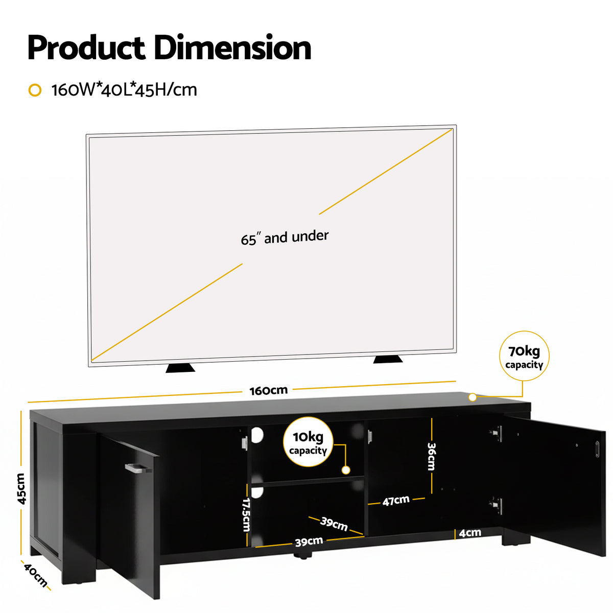 Artiss TV Cabinet Entertainment Unit 160cm Black Maxi