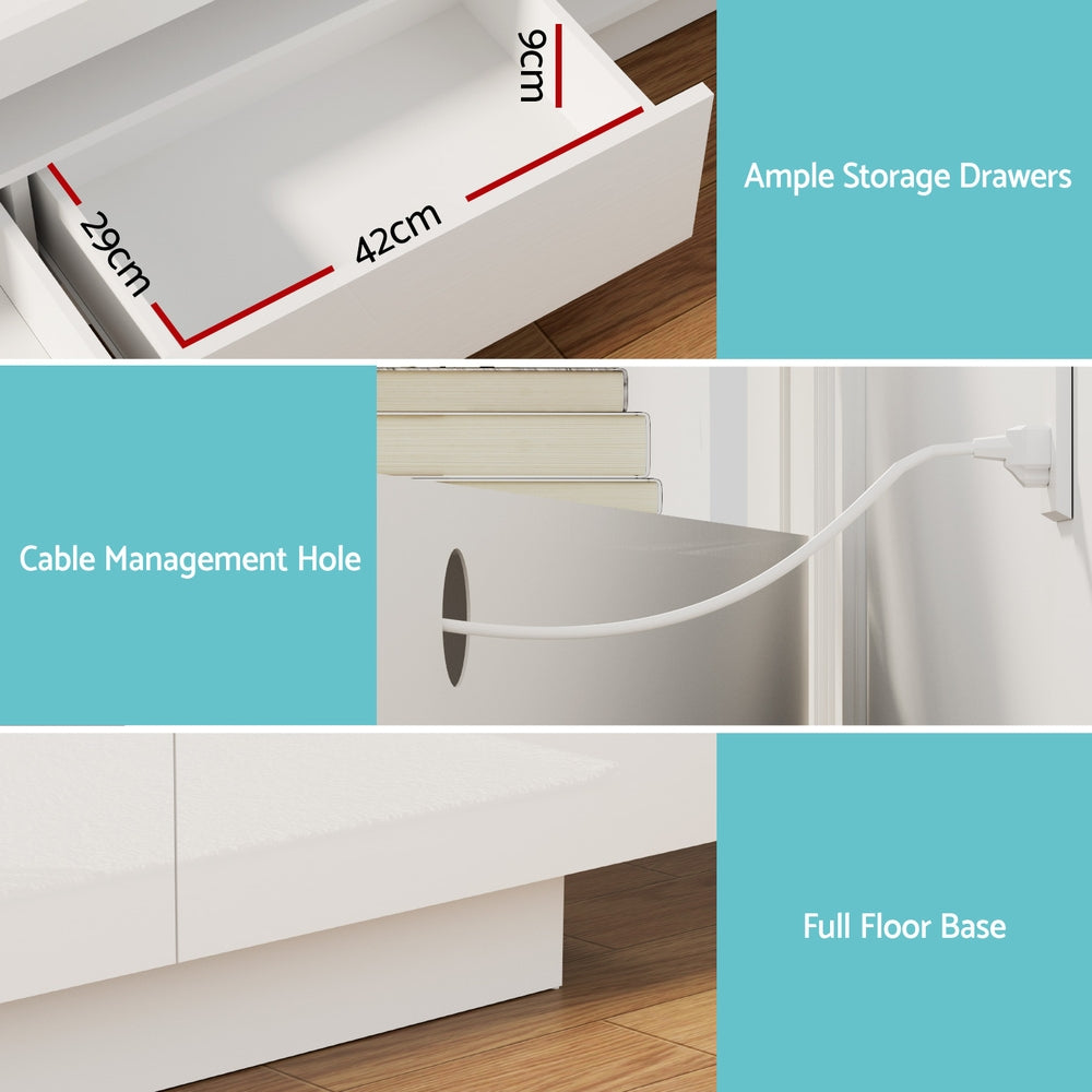 Artiss TV Unit Entertainment Unit Storage Drawer RGB LED 180cm White