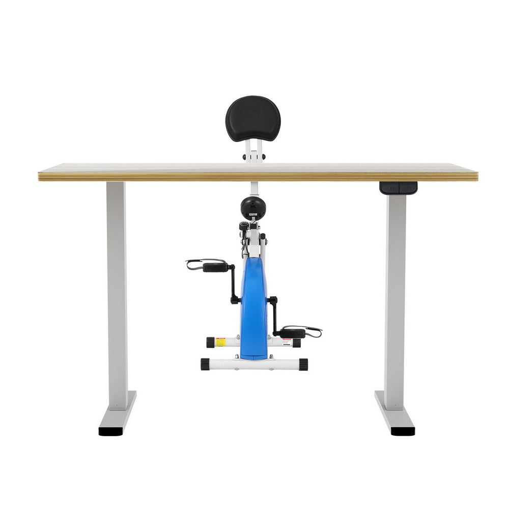 Artiss Under Desk Exercise Bike with 140cm Automatic Standing Desk Magnetic Resistance Oak