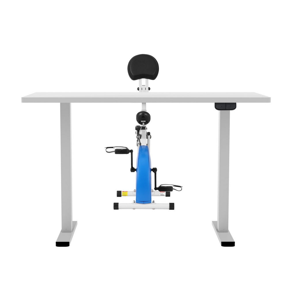 Artiss Under Desk Exercise Bike with 140cm Automatic Standing Desk Magnetic Resistance White
