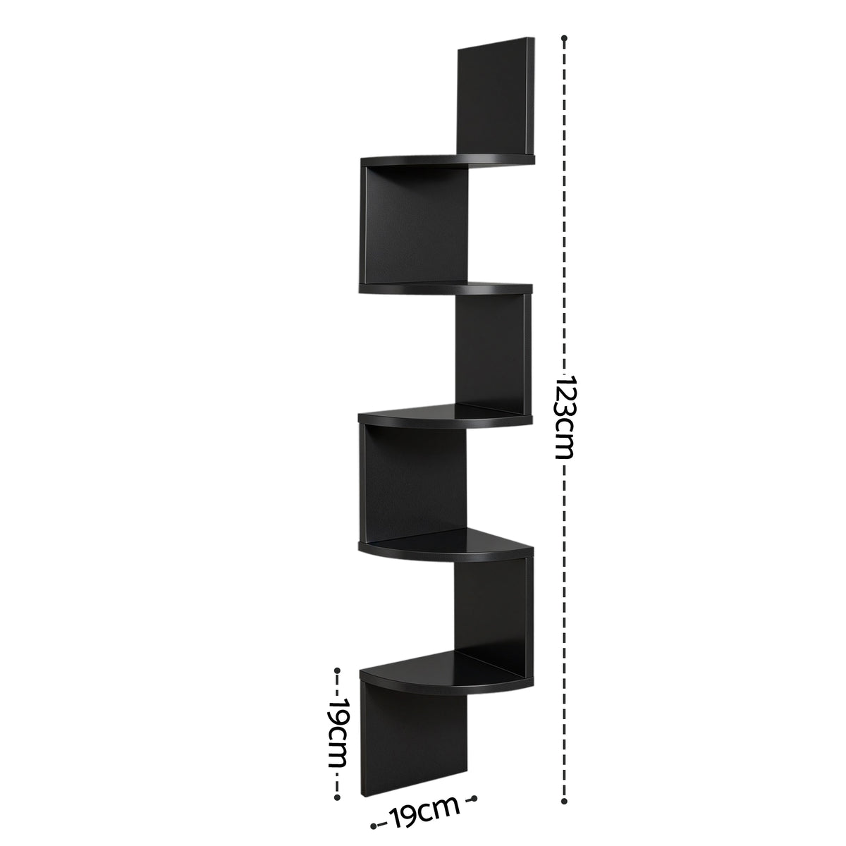 Artiss Wall Shelf Bookshelf Corner Floating 5-Tier Black