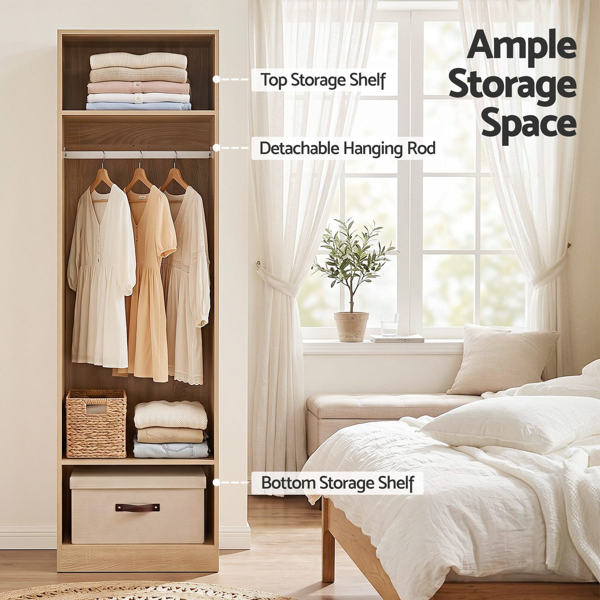 Artiss Wardrobe Clothes Closet Storage Organizer Shelf Pine