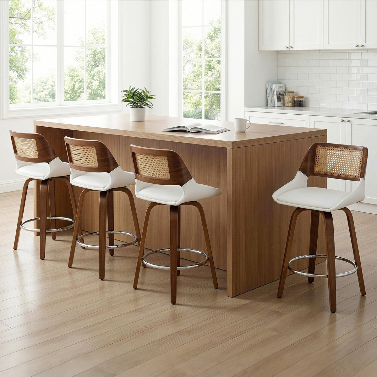 Artiss Wooden Bar Stools Set of 4 Swivel Kitchen Counter Stool Chair 60cm Seat Height