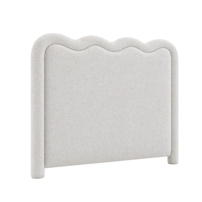 Artiss Boucle Bed Head Double Size Upholstered Wavy Headboard Beige
