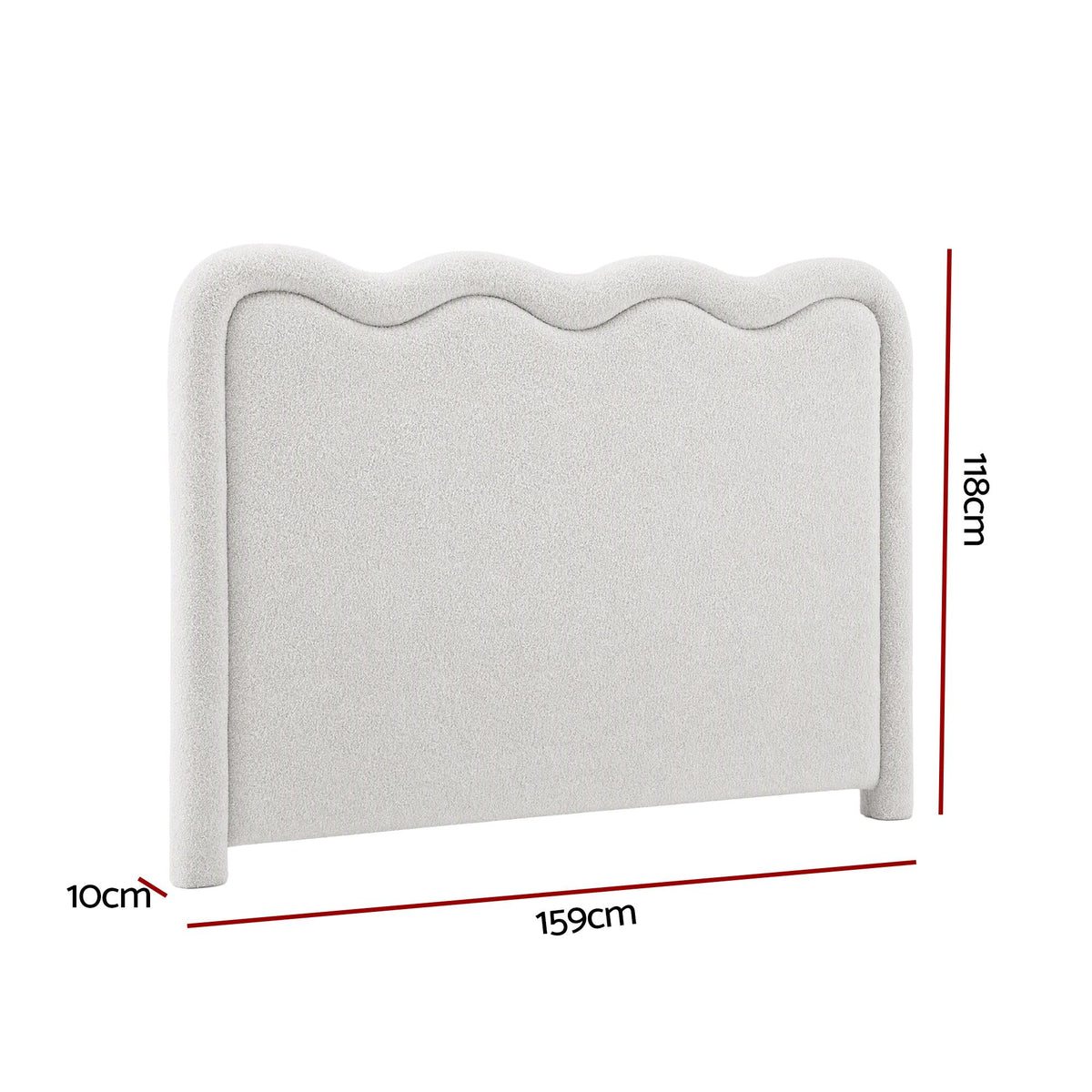 Artiss Boucle Bed Head Queen Size Upholstered Wavy Headboard Beige