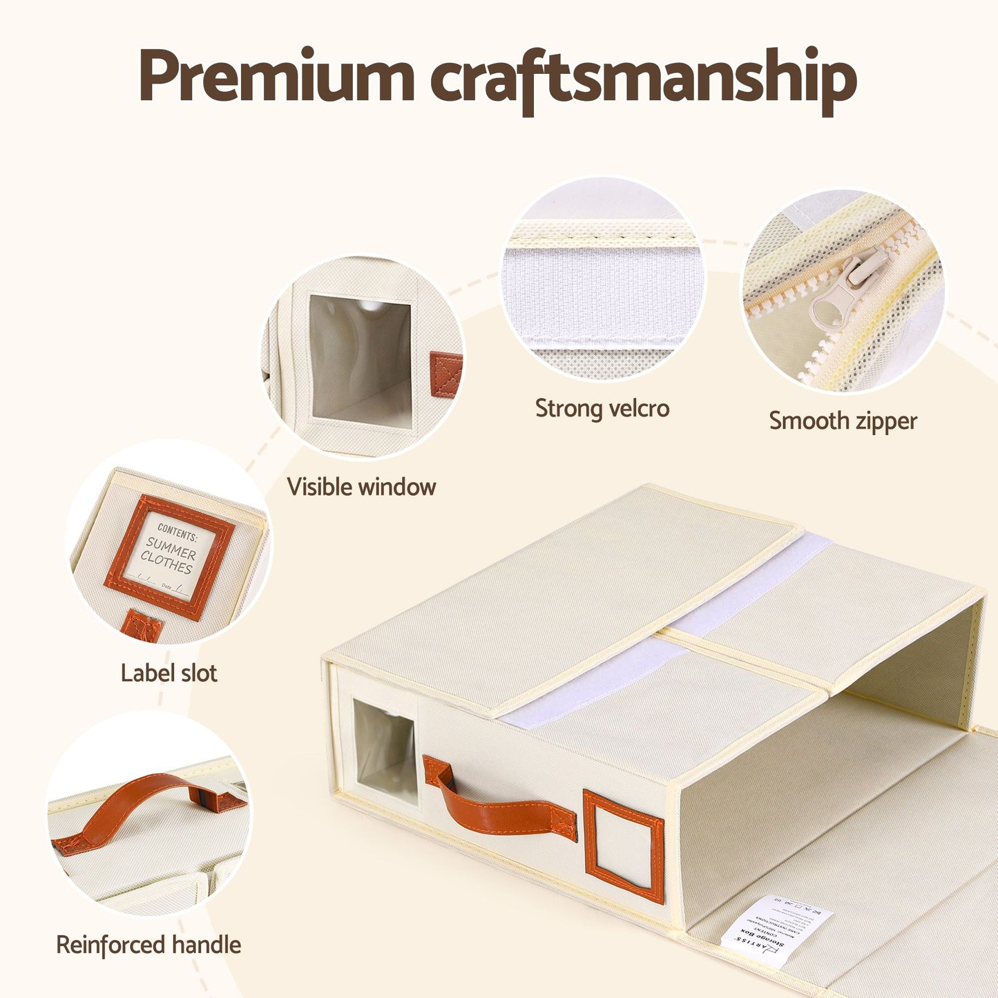 Artiss Bed Sheet Organisers Box 4Pcs Storage King Size Bedding Foldable Beige