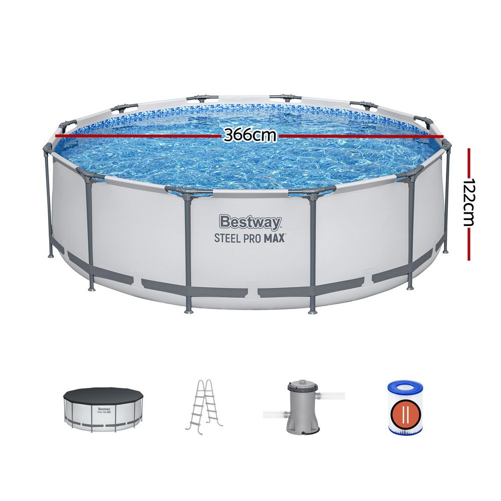 Bestway 366cm Swimming Pool Above Ground Pools Round Filter Pump Cover Ladder