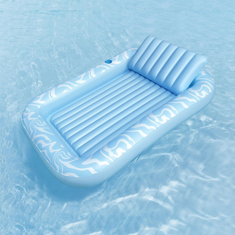 Bestway Float Floating Seat Pool Lounger Inflatable Lounge Chair Bed Pillow Cup Holder 2.03MX1.37M