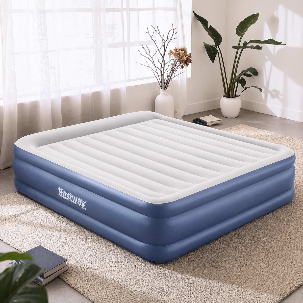 Bestway King Air Mattress with Built-in Pump Tritech Inflatable Bed 56cm