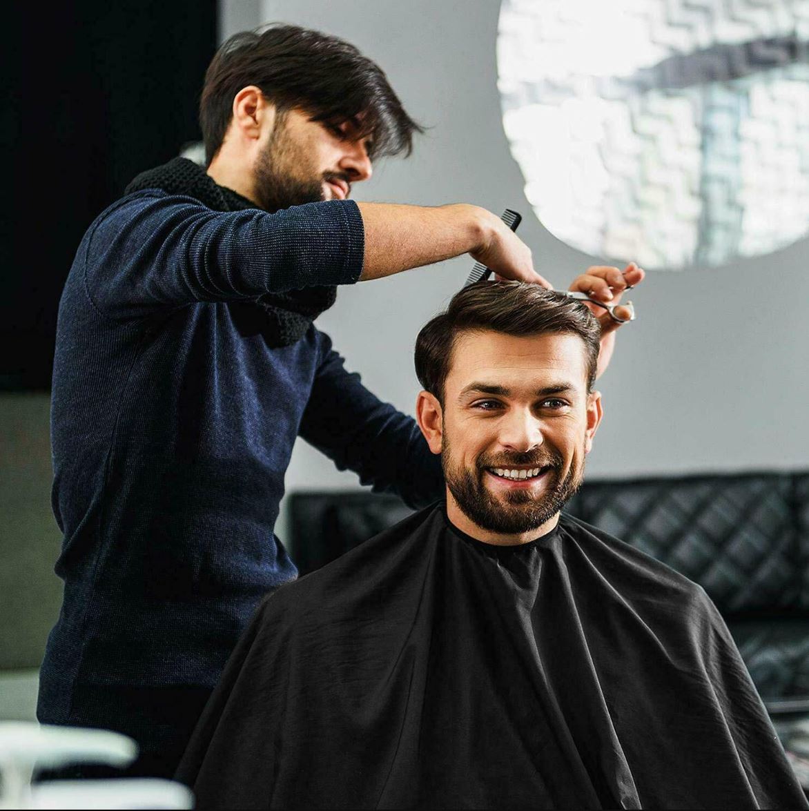 Black Unisex Hairdressing Gown Hair Cutting Cape Barber Salon Chic Equipment