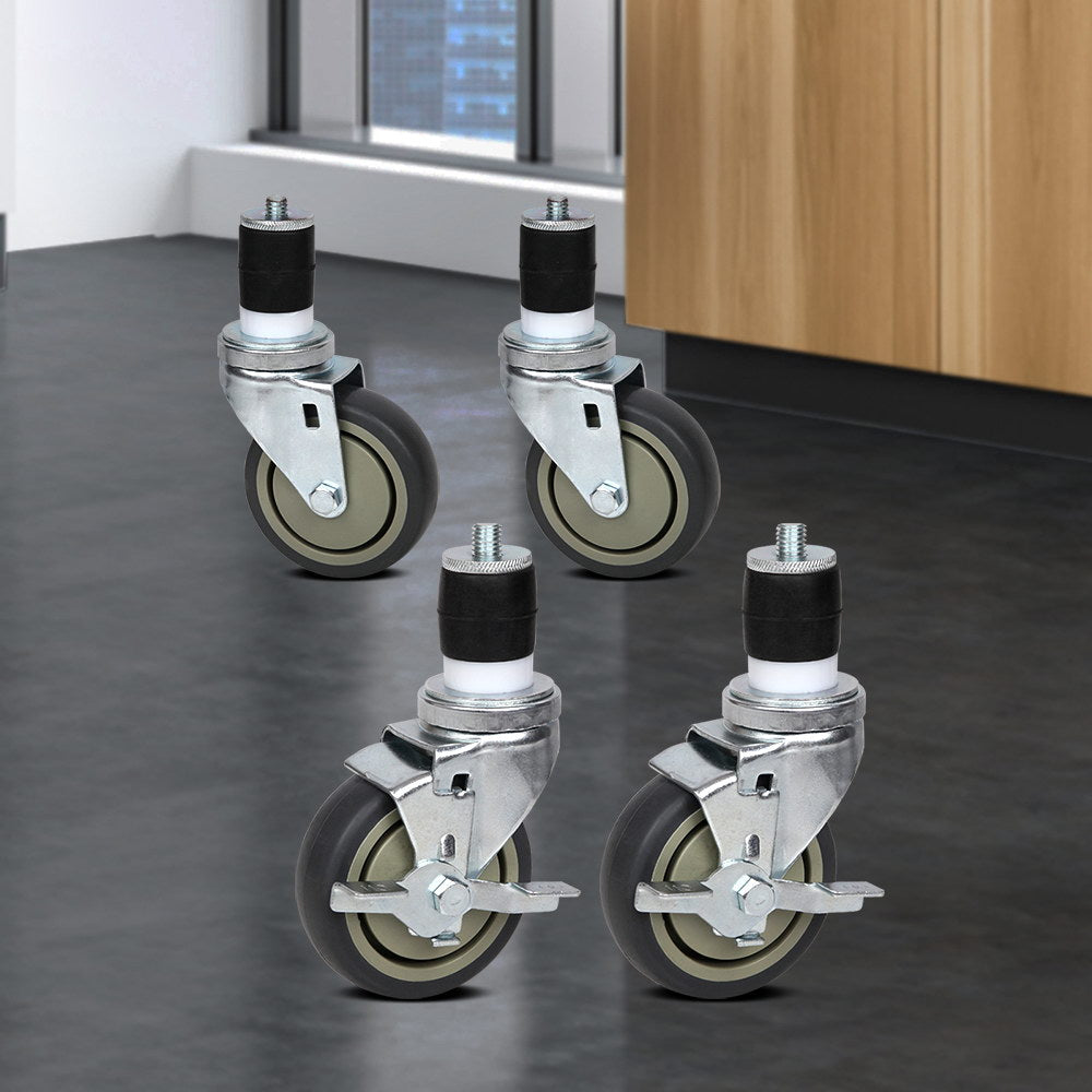 Cefito 4" Swivel Castor Wheels Stainless Steel Kitchen Bench Set of 4