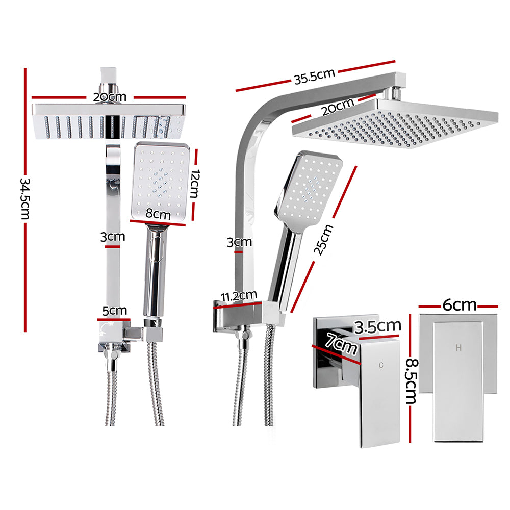 Cefito 8'' Rain Shower Head Set Handheld Square High Pressure wins Tap�Chrome