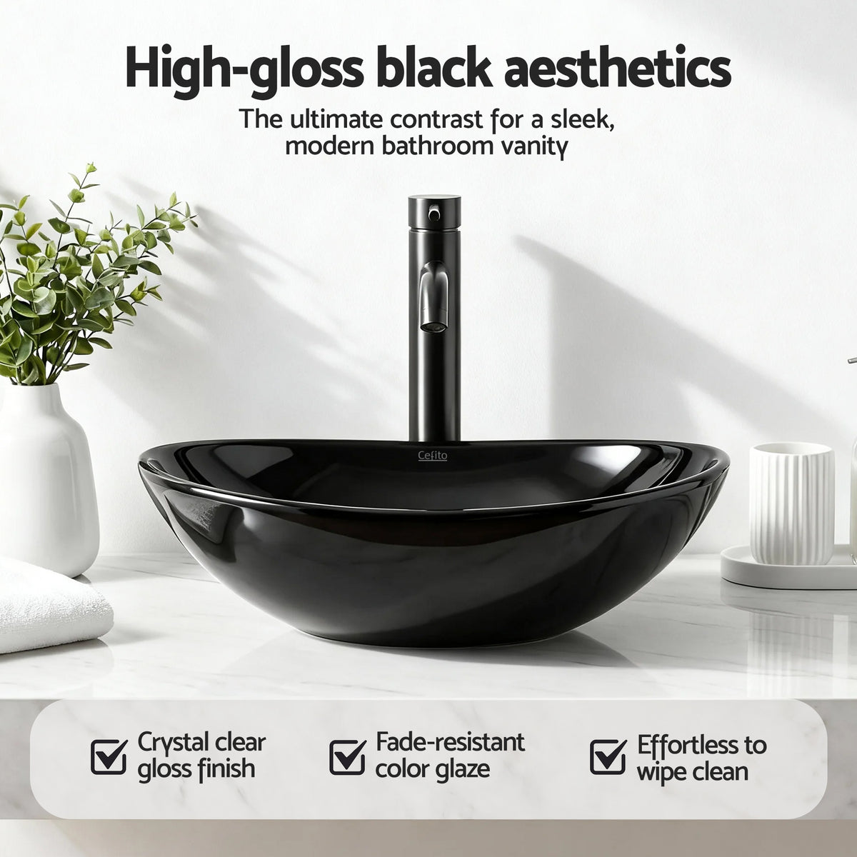 Cefito Bathroom Basin Ceramic Vanity Sink Hand Wash Bowl 41x34cm