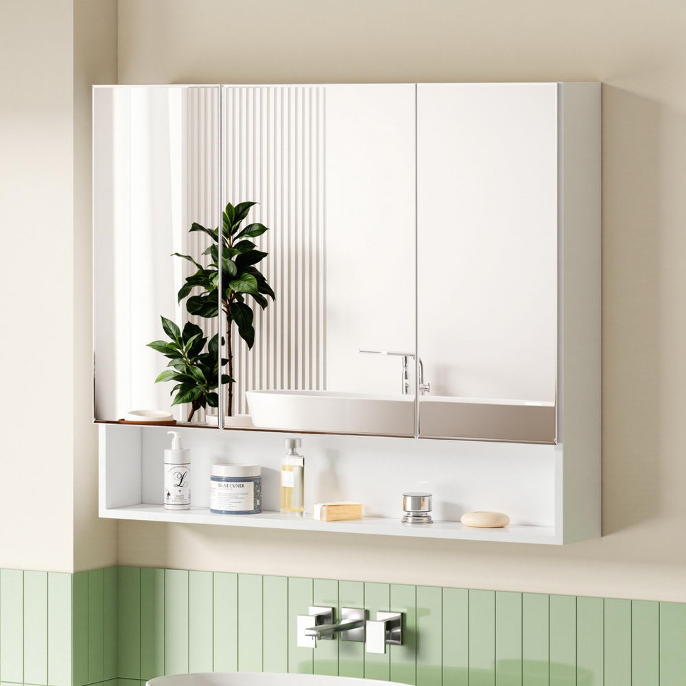 Cefito Bathroom Mirror Cabinet Medicine Adjustable Shelves Wall Hung 900x750mm White