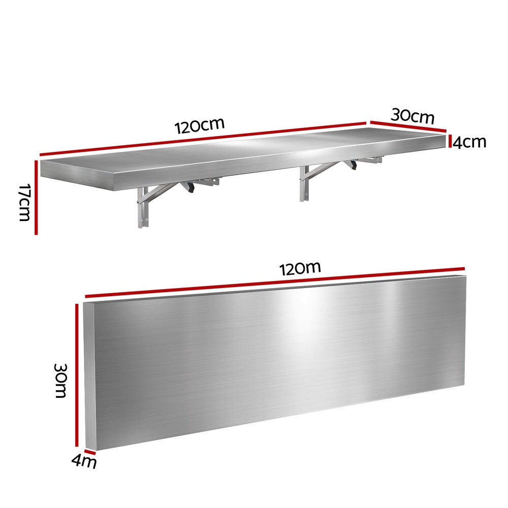 Cefito Commercial Stainless Steel Wall Shelf Kitchen Storage Rack 1200x300mm