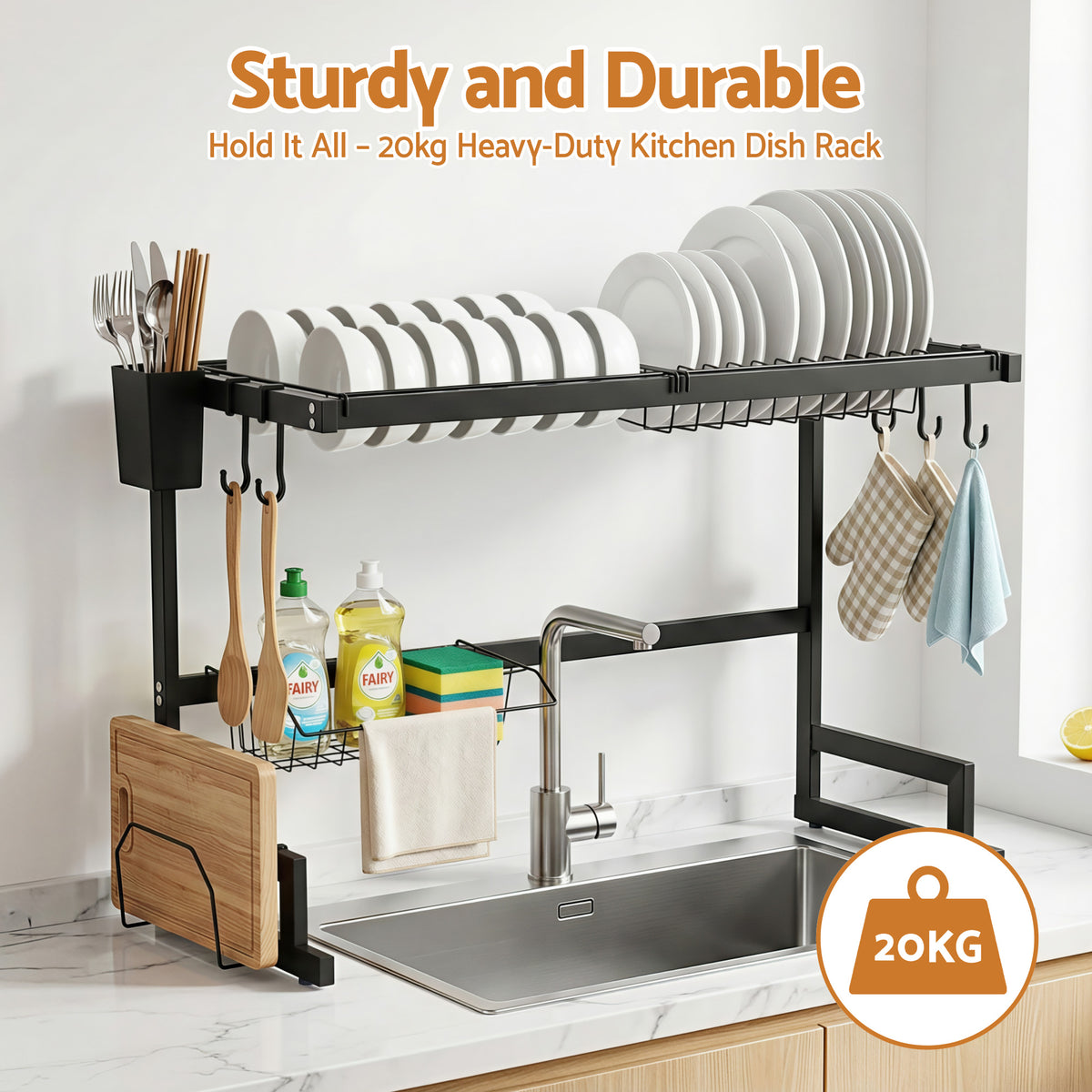 Cefito Dish Drying Rack for Kitchen Storage Organisation Kitchen Sink Organiser Dish Drainer