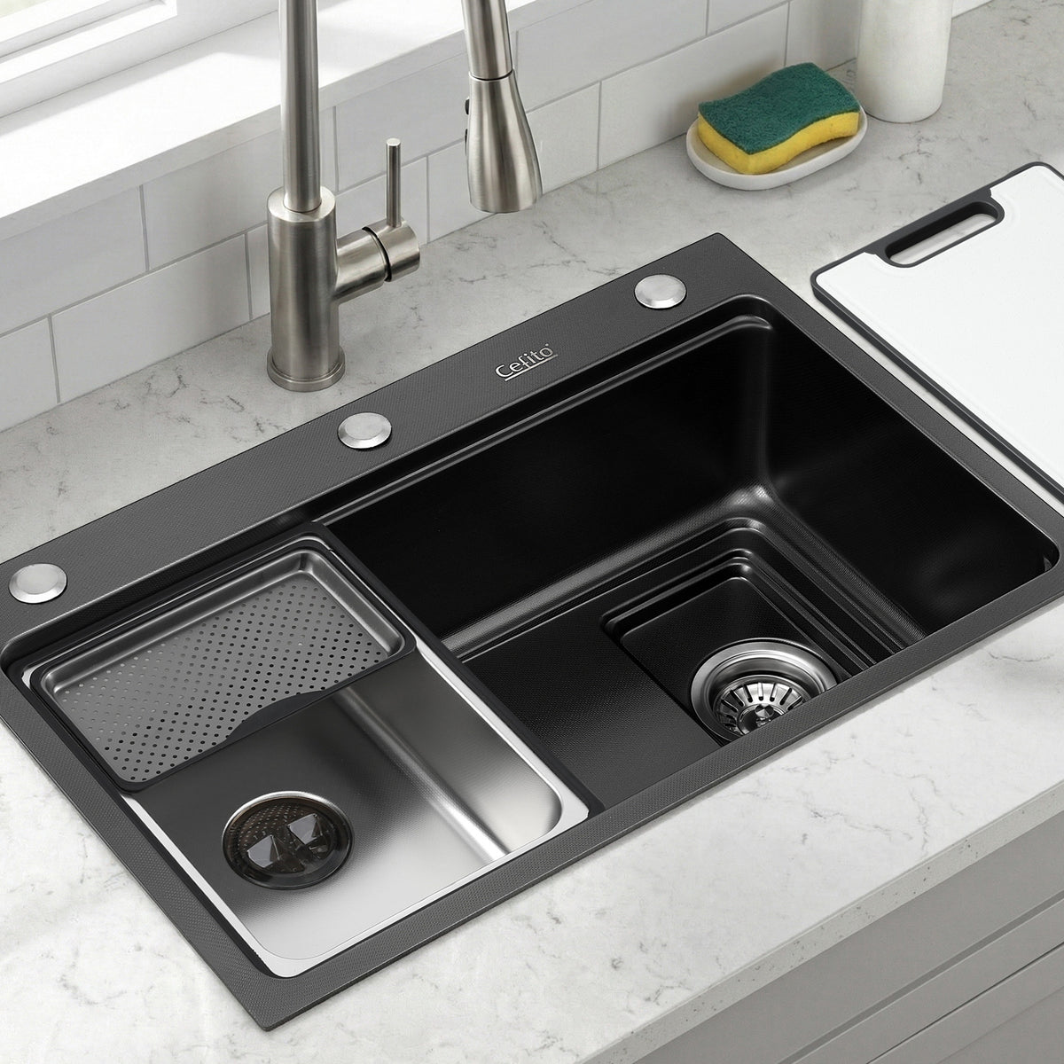Cefito Kitchen Sink 304 Stainless Steel Bar Sink Millet Grain Water Basin Sink