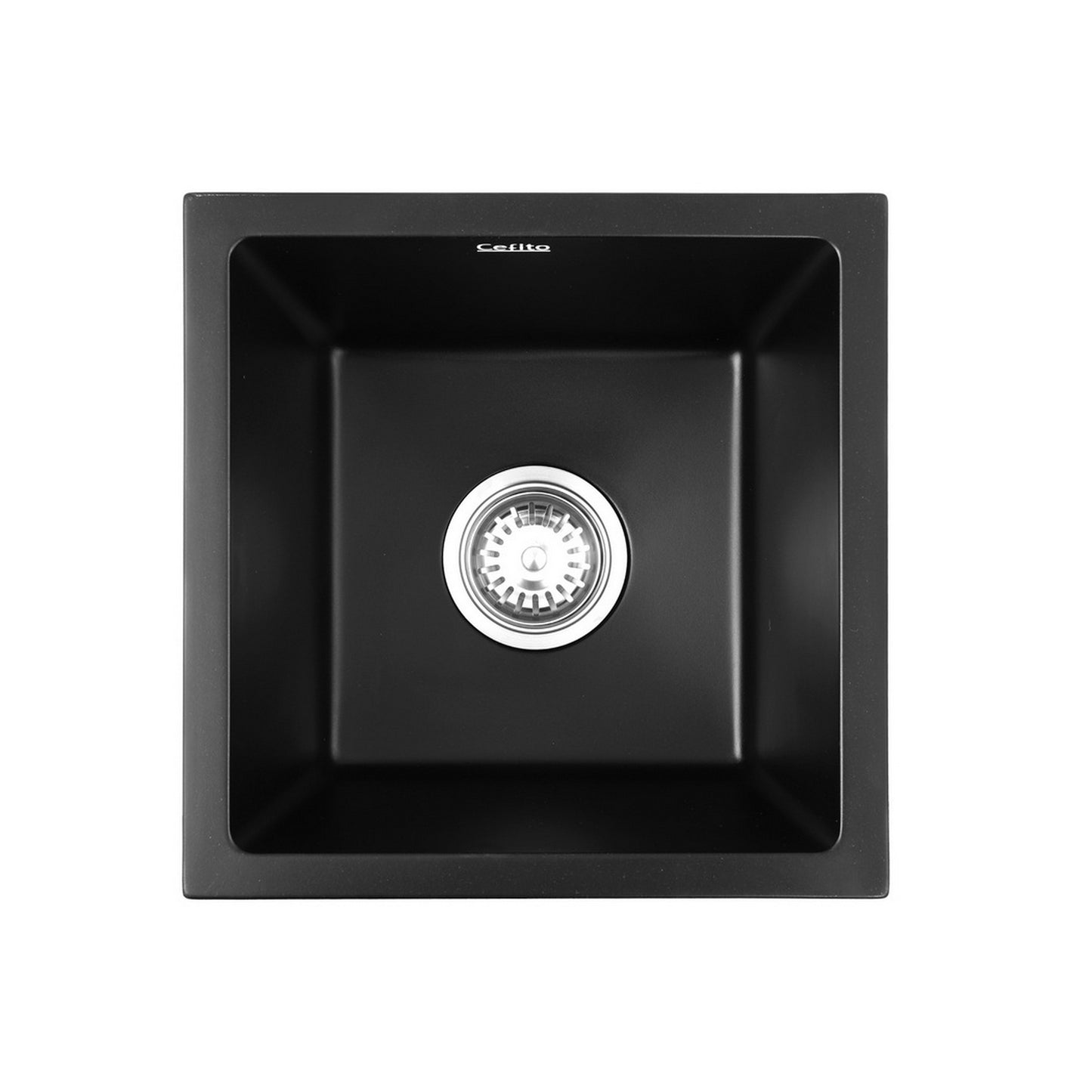 Cefito Kitchen Sink 38x38cm Granite Stone Sink Single Bowl Black