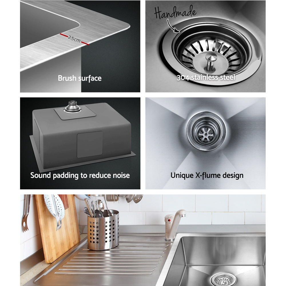 Cefito Kitchen Sink 60X45CM Stainless Steel Basin Single Bowl Silver