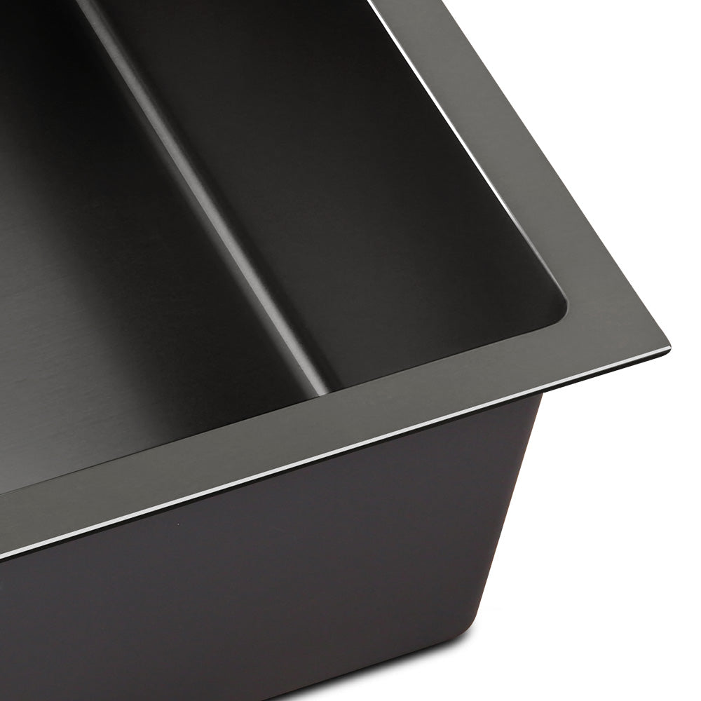 Cefito Kitchen Sink 70X45CM Stainless Steel Basin Single Bowl Black