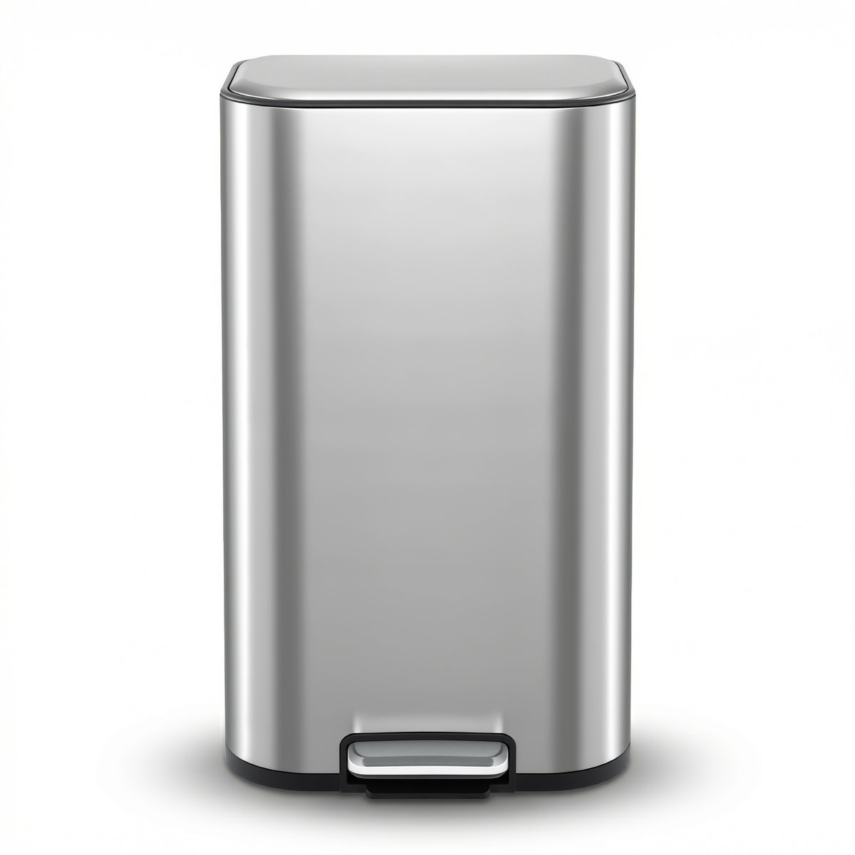 Cefito Kitchen Trash Can 40L Pedal Bins Rubbish Bin Steel with Soft Close Lid, Removable Inner Bucket, Rectangular Garbage Can Recycling Bin, Silver