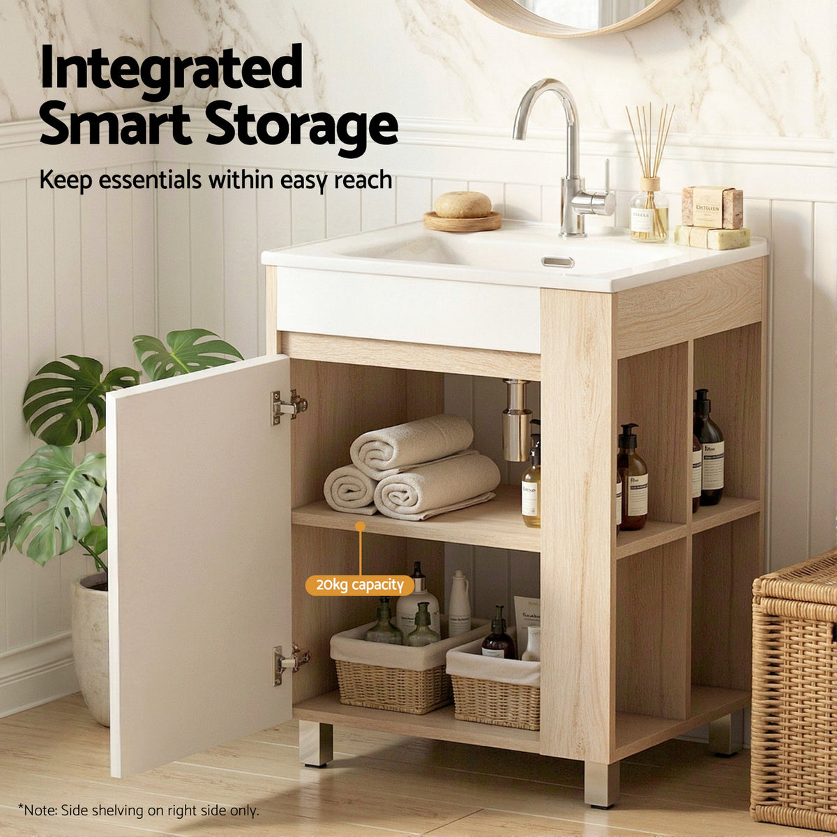 Cefito Vanity Unit 835mm Basin Bathroom Cabinet Side Storage Free Standing Sink
