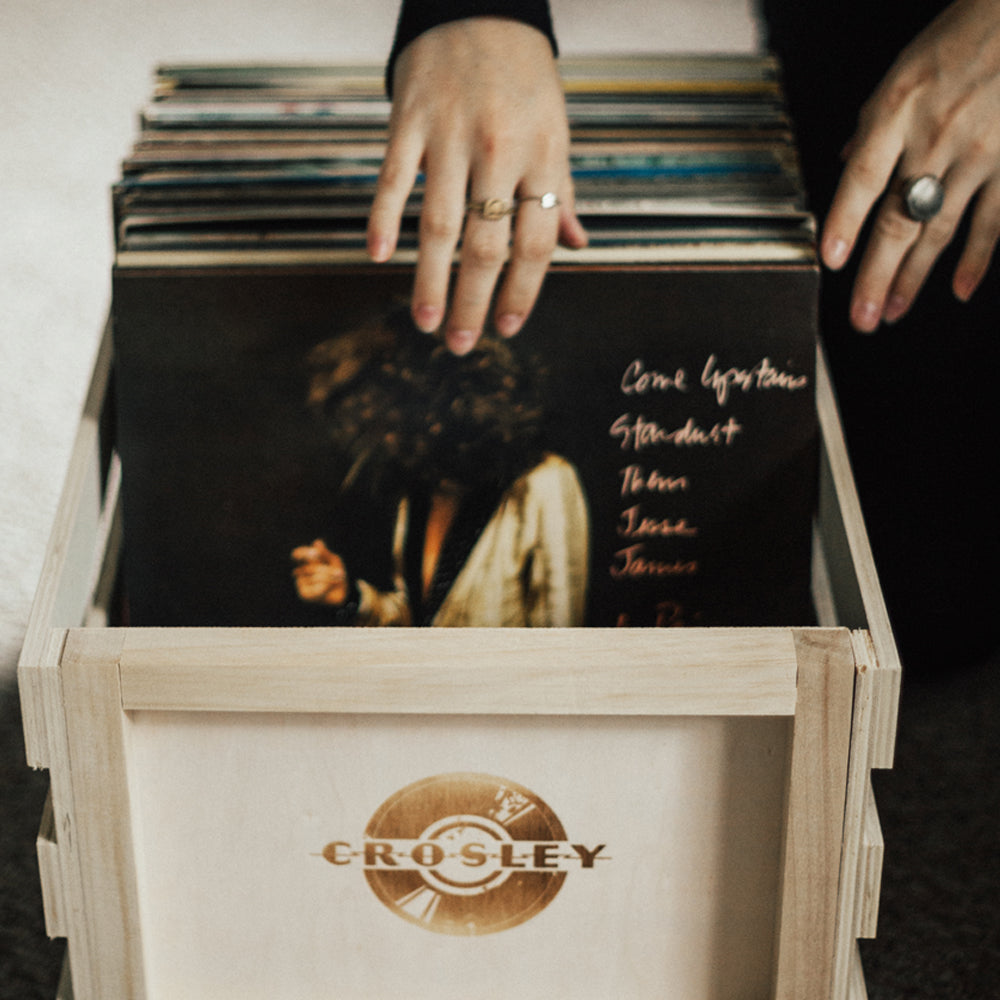 Crosley Voyager Bluetooth Portable Turntable - Cocoa + Bundled Record Storage Crate