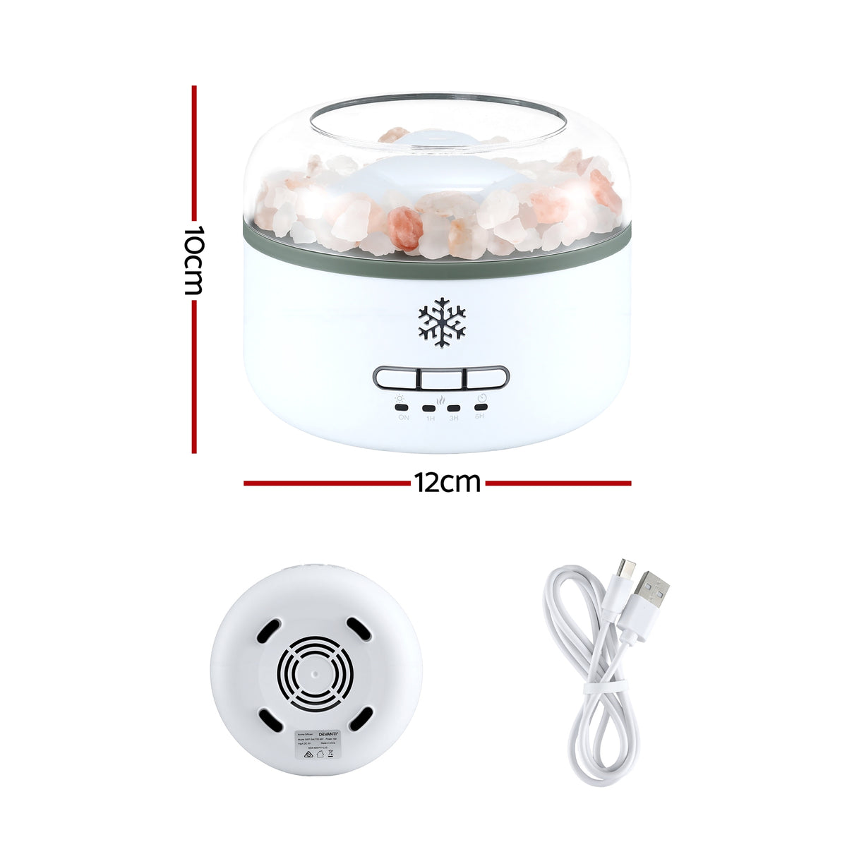 Devanti 150ml Salt Lamp Aroma Diffuser Ultrasonic Humidifier Purifier 7 LED Colors