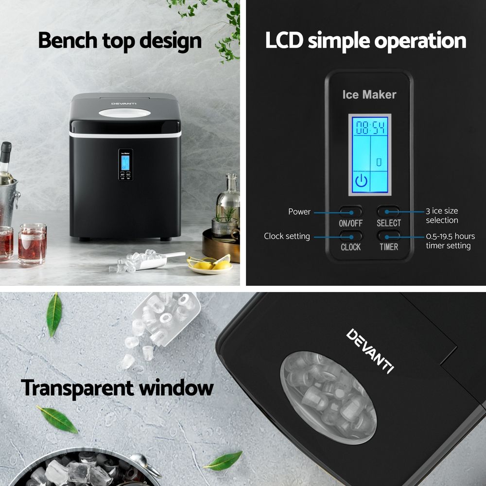 Devanti 15kg Ice Maker Machine Black