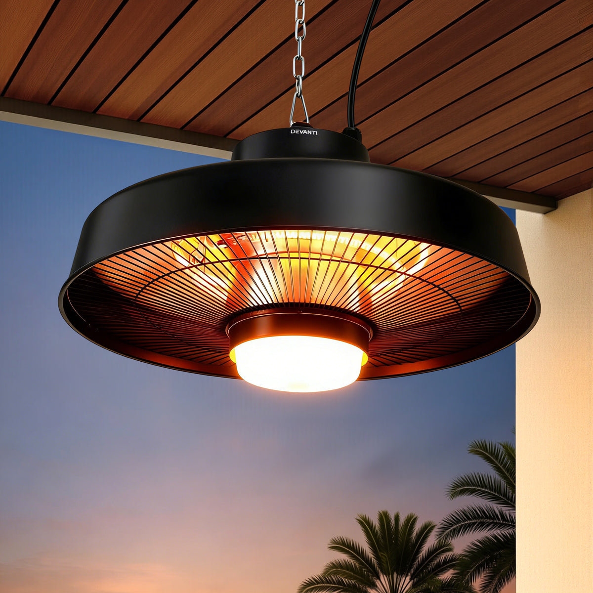 Devanti 2000W Outdoor Electric Patio Heater Ceiling Mount with LED Light Remote