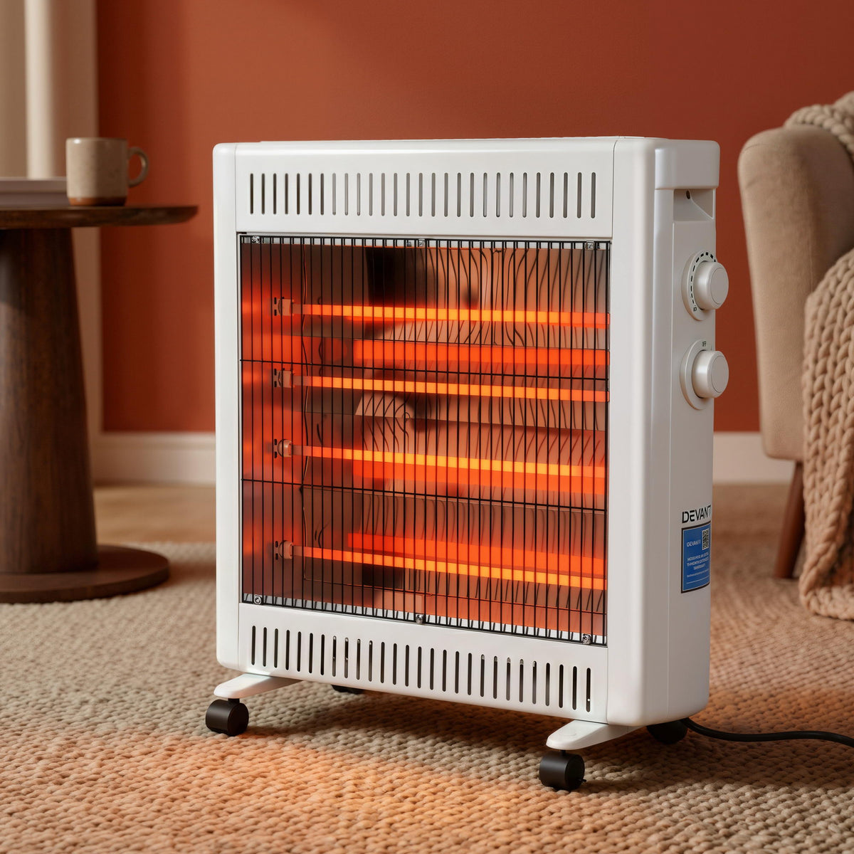 Devanti 2200W Infrared Radiant Heater Portable Electric Space Heating White