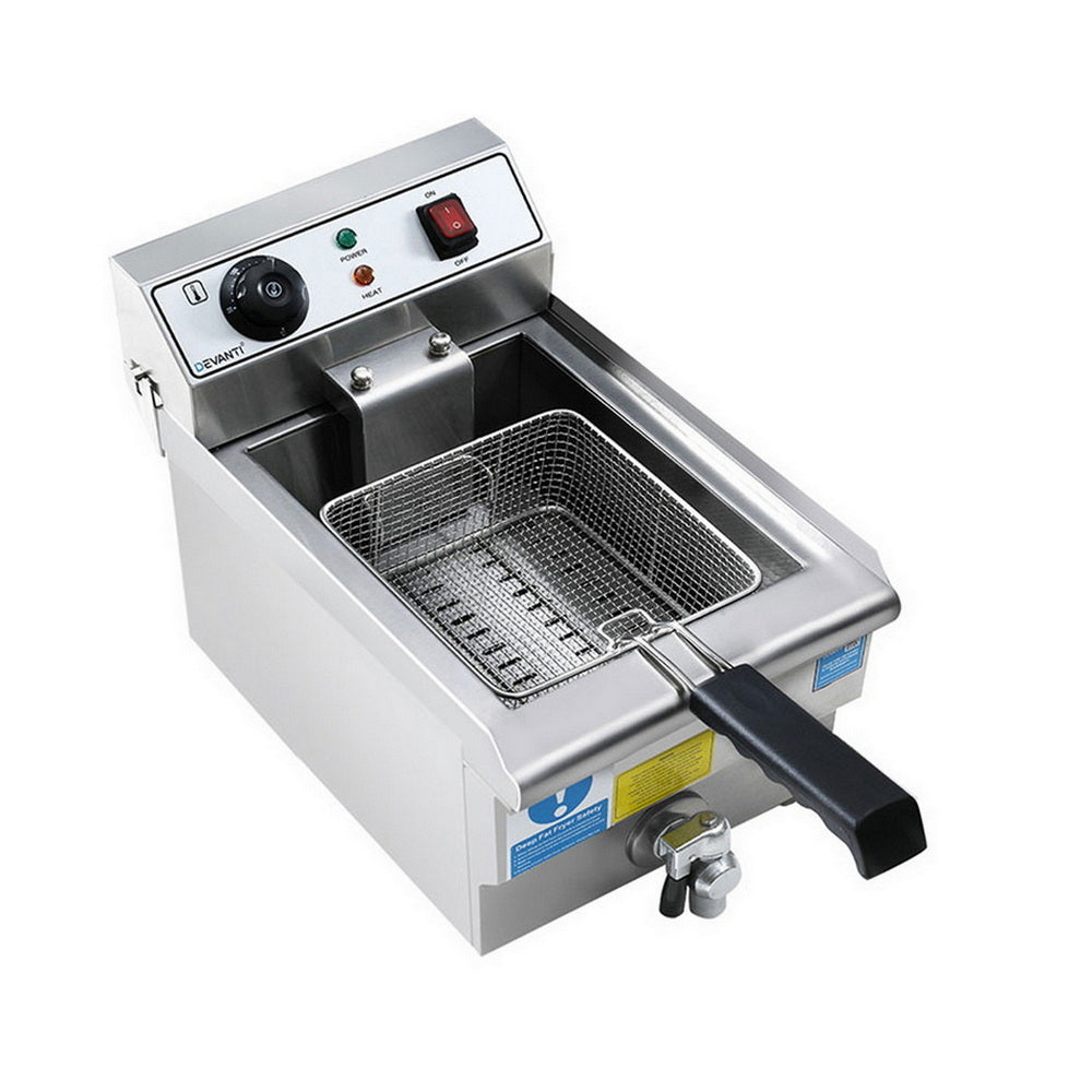 Devanti 3000W Electric Deep Fryer 10L Stainless Steel Fryer w/ Basket & Lid