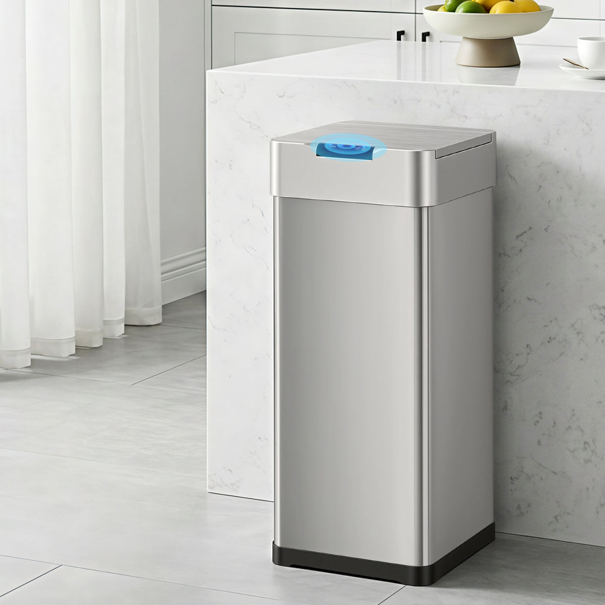 Devanti 50L Motion Sensor Bin Rubbish Bins Kitchen Automatic Trash Can Silver