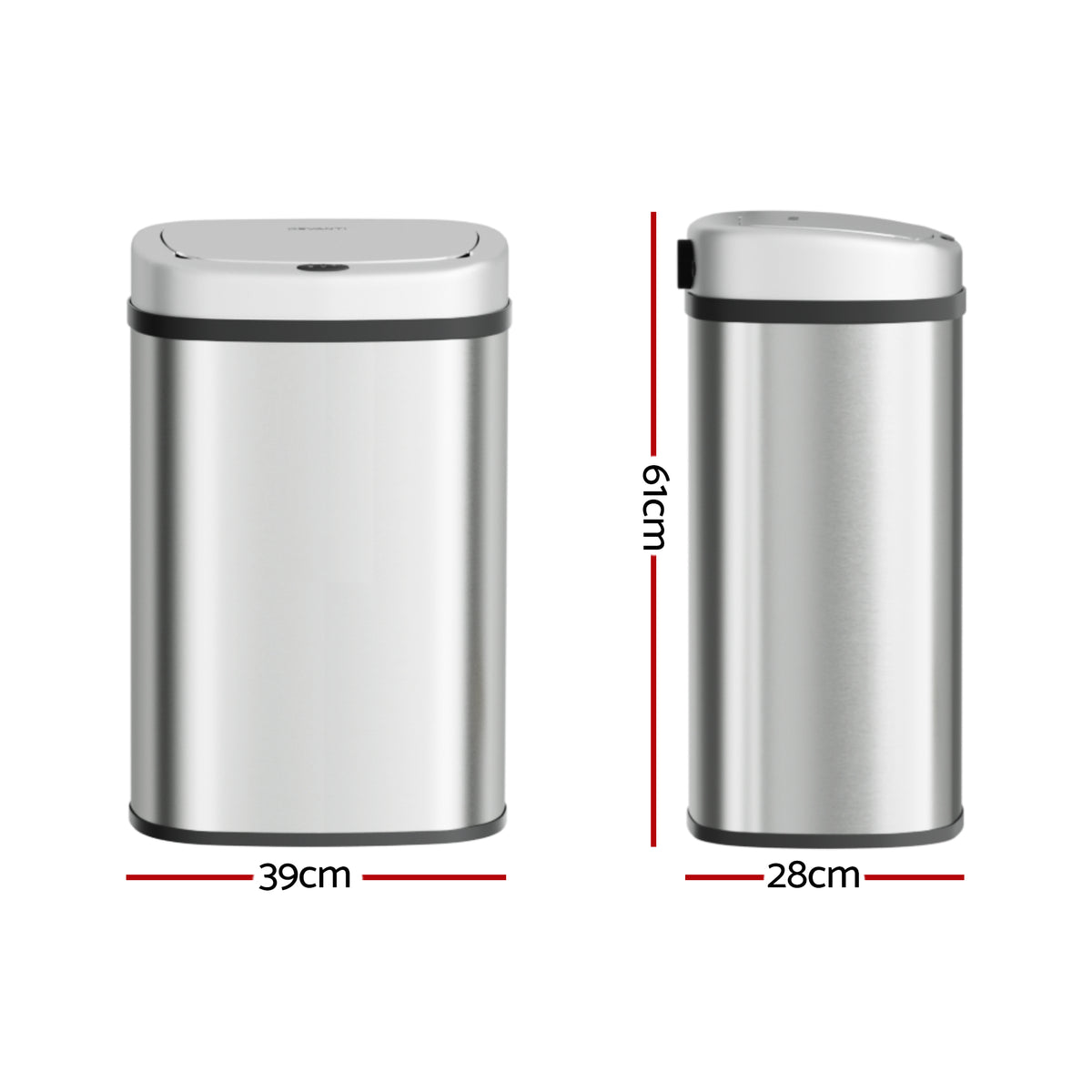 Devanti 50L Sensor Bin Motion Rubbish Automatic Silver