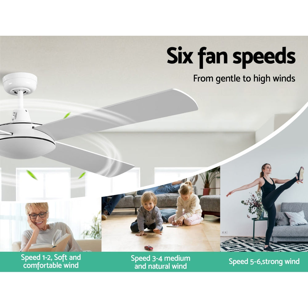 Devanti 52'' Ceiling Fan DC Motor 4 Blades w/Remote - White