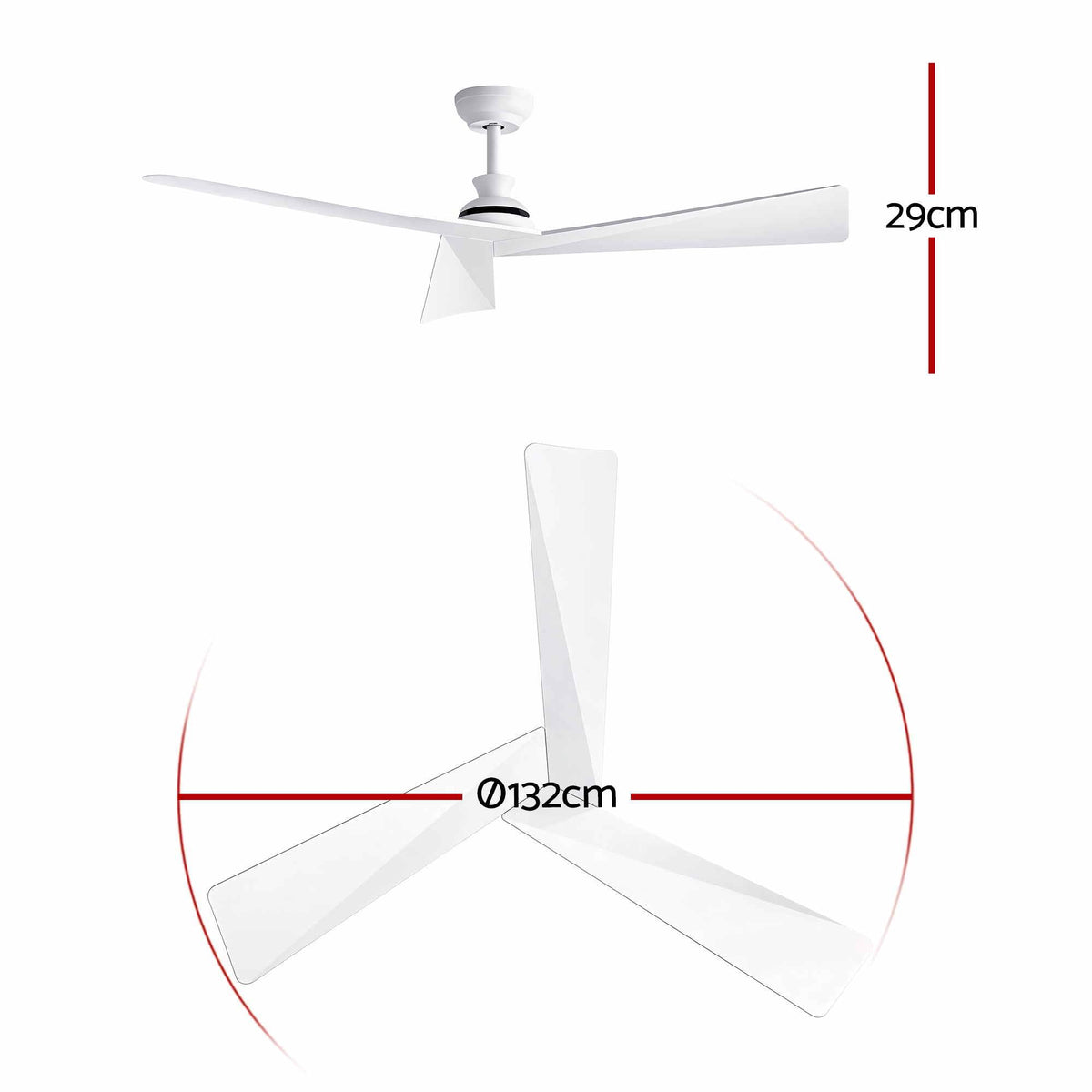 Devanti 52" Ceiling Fan Modern Minimalism 3 Blades 6 Speeds DC Motor Remote