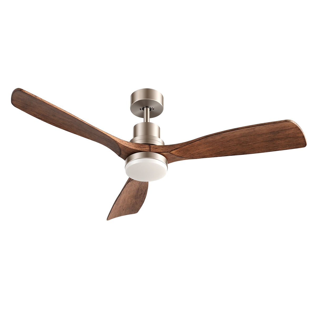 Devanti 52" Ceiling Fan with Light Remote Control DC Motor Smart App Timber Blades Brown