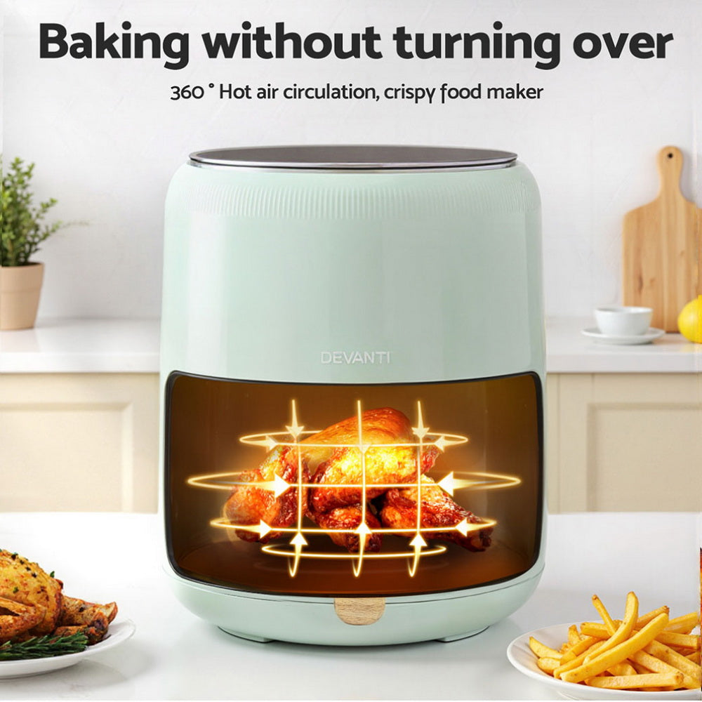 Devanti 5L Air Fryer Touch Control 1700W Green