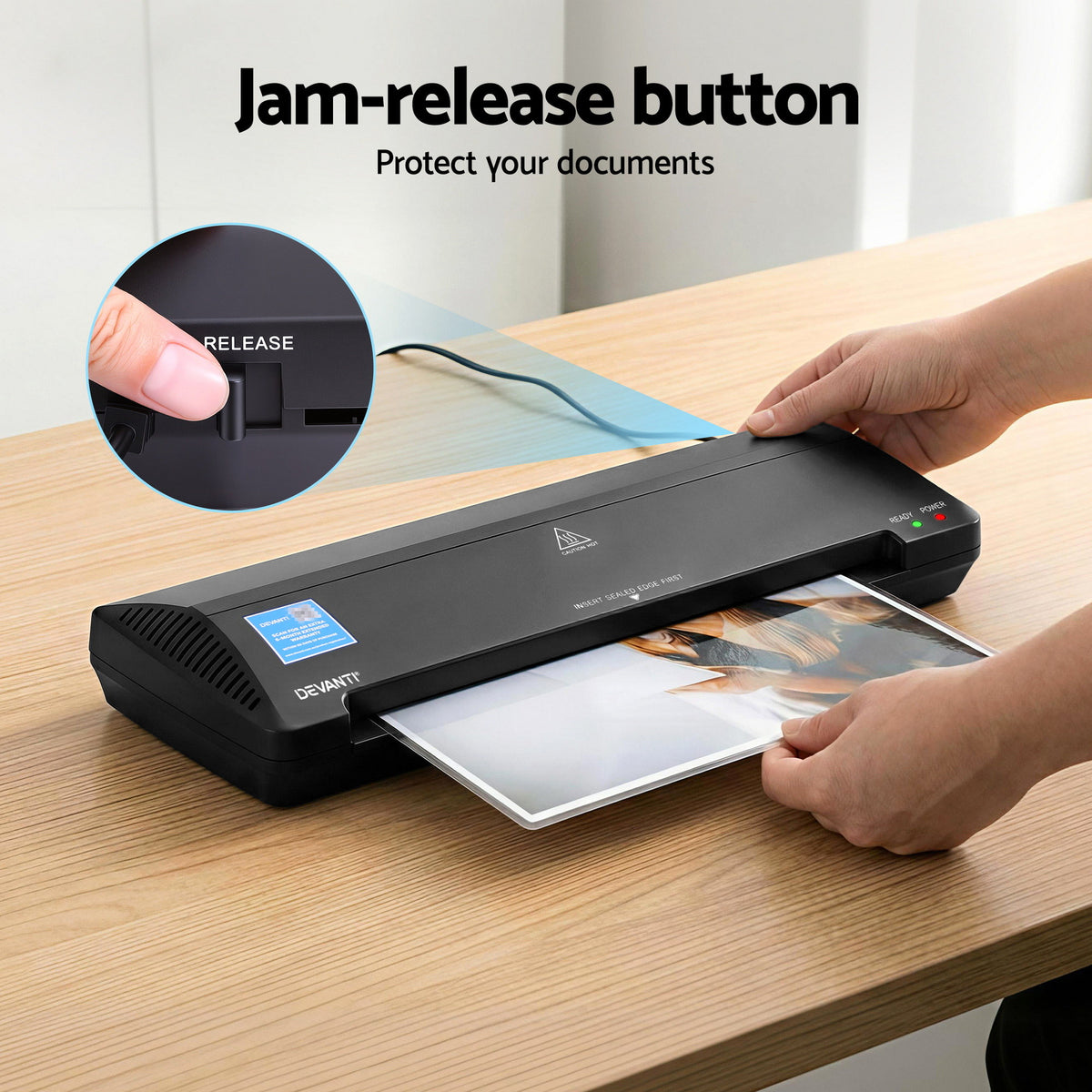 Devanti A3 Laminator Machine, Hot & Cold Thermal Fast Lamination Anti-Jam Laminator for Office School Home Document Photo Card Handmade A3 A4 A5 A6, Black