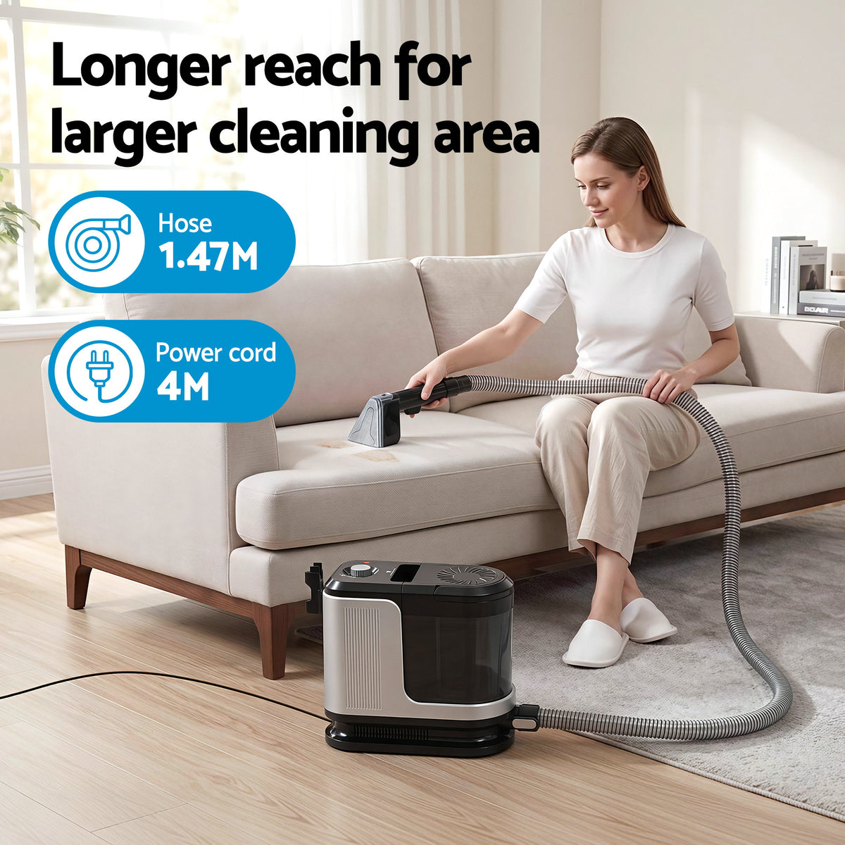 Devanti Carpet Washer Vacuum Cleaner 600W 13kpa Hose Self-Cleaning Function