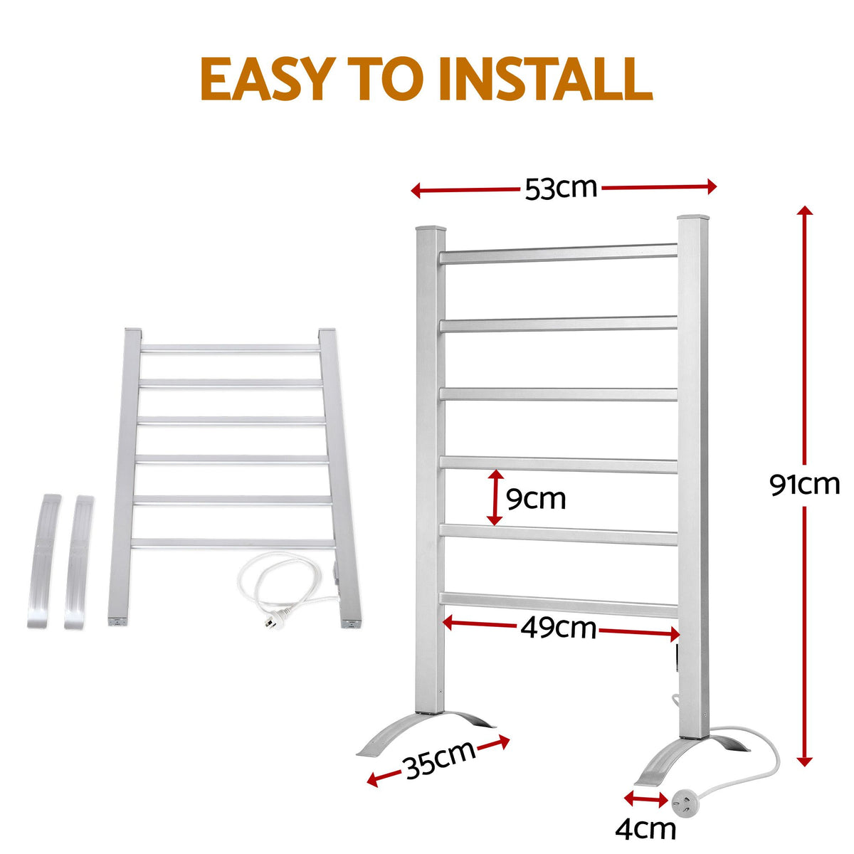 Devanti Electric Heated Towel Rail Rack 6 Bars with Timer Clothes Dry Warmer