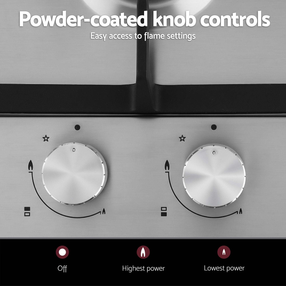 Devanti Gas Cooktop 30cm 2 Burner Silver