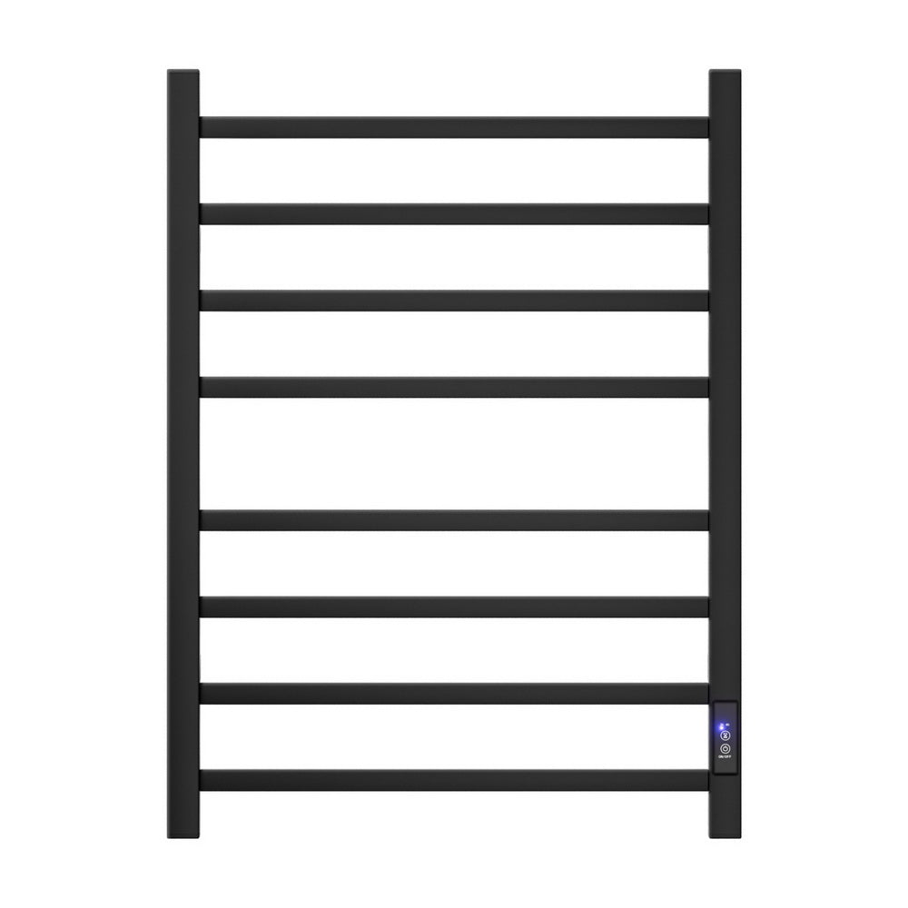 Devanti Heated Towel Rail 8 Square Bars with Timer Electric Heater Warmer Rack