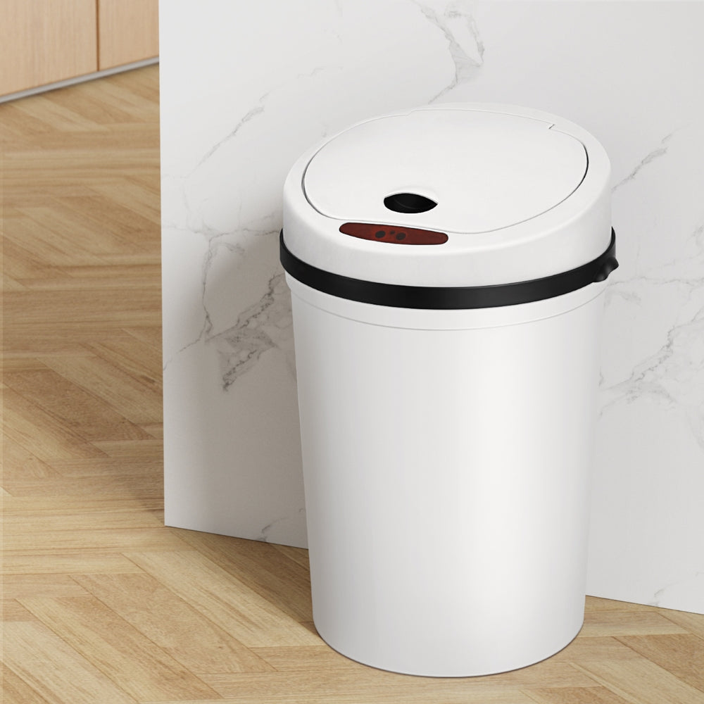 Devanti Sensor Bin Motion Rubbish Bins Kitchen Automatic Trash Can White 9L
