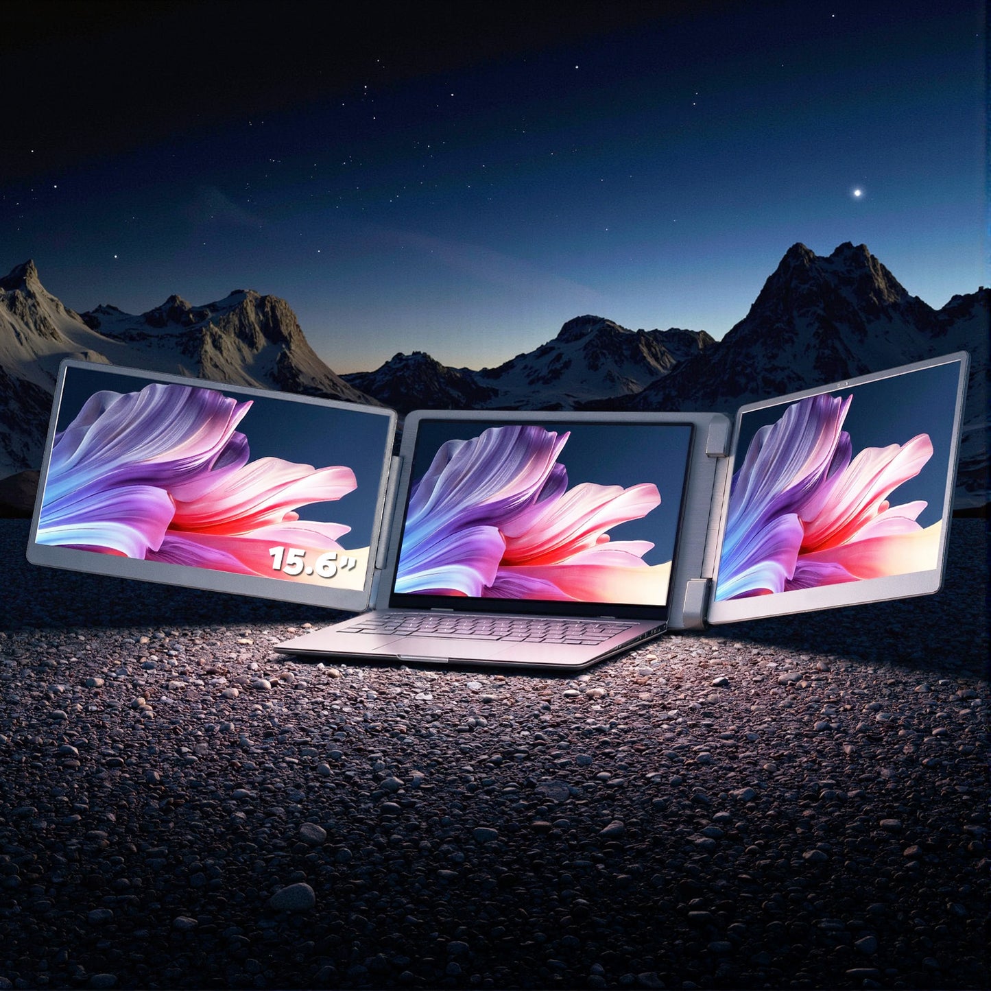 Devanti Triple Portable Monitor Laptop Screen Extender 15.6" Dual Display FHD IPS