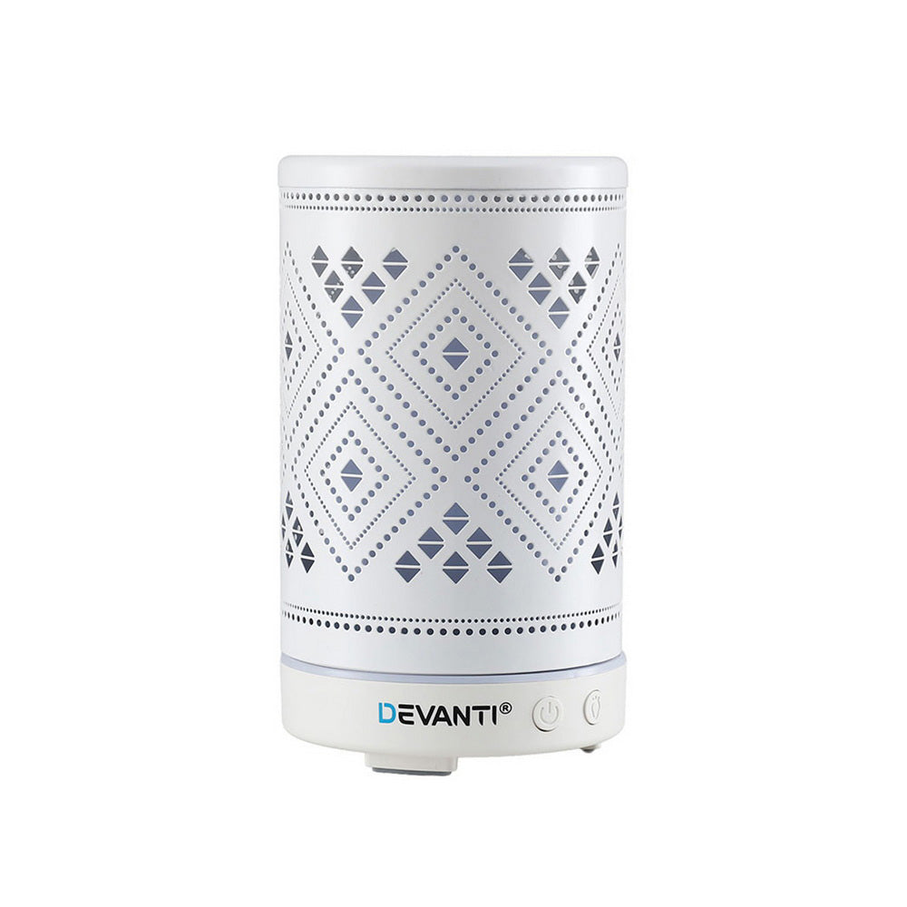 Devanti Ultrasonic Aroma Diffuser Aromatherapy 100ml LED Lights Iron Humidifier Forest